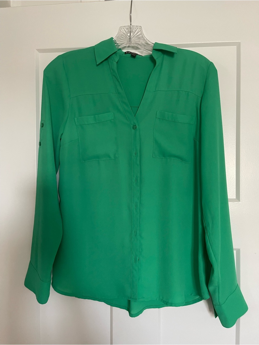 Express Kelly Green Button-Down Shirt